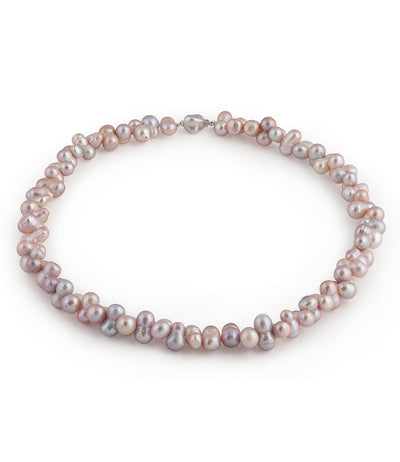 Pink Baroque Freshwater Pearl Necklace Unique Sterling Silver Clasp