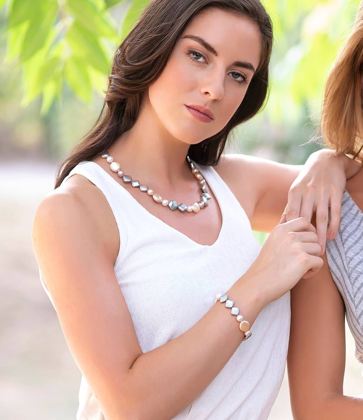 Astral Trio Pearl Bracelet Sterling Silver With Rhodium Plating