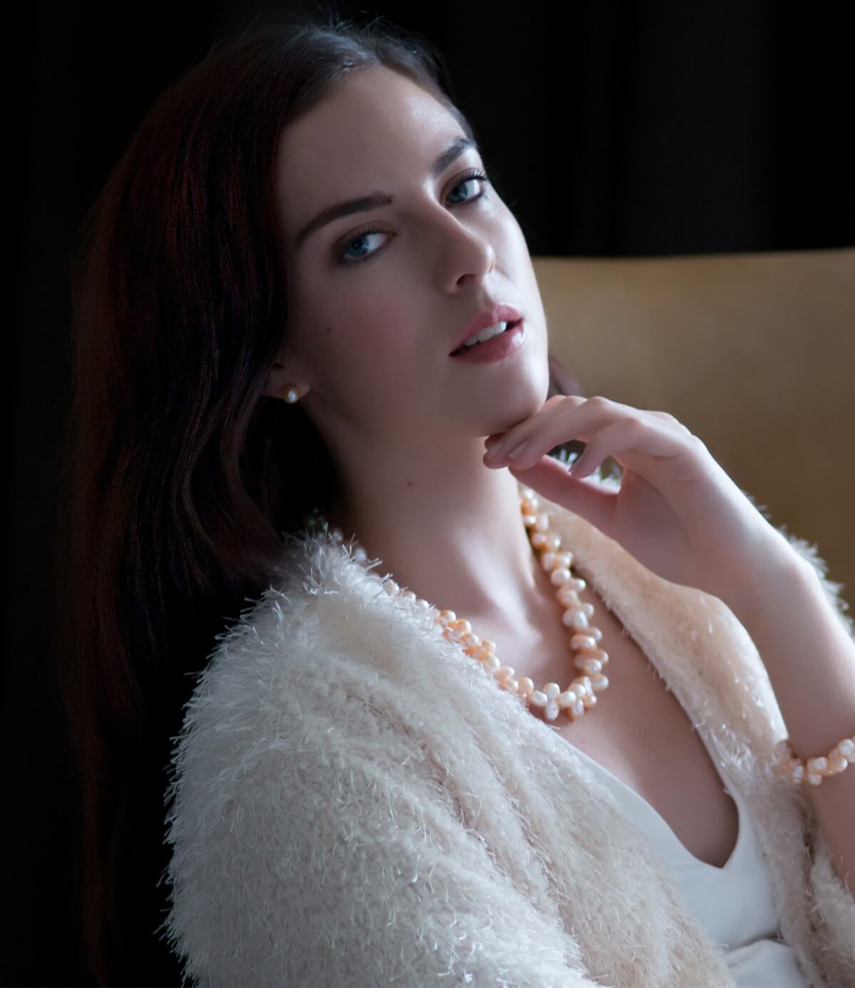 Natural Peach Baroque Pearl Necklace in Sterling Silver