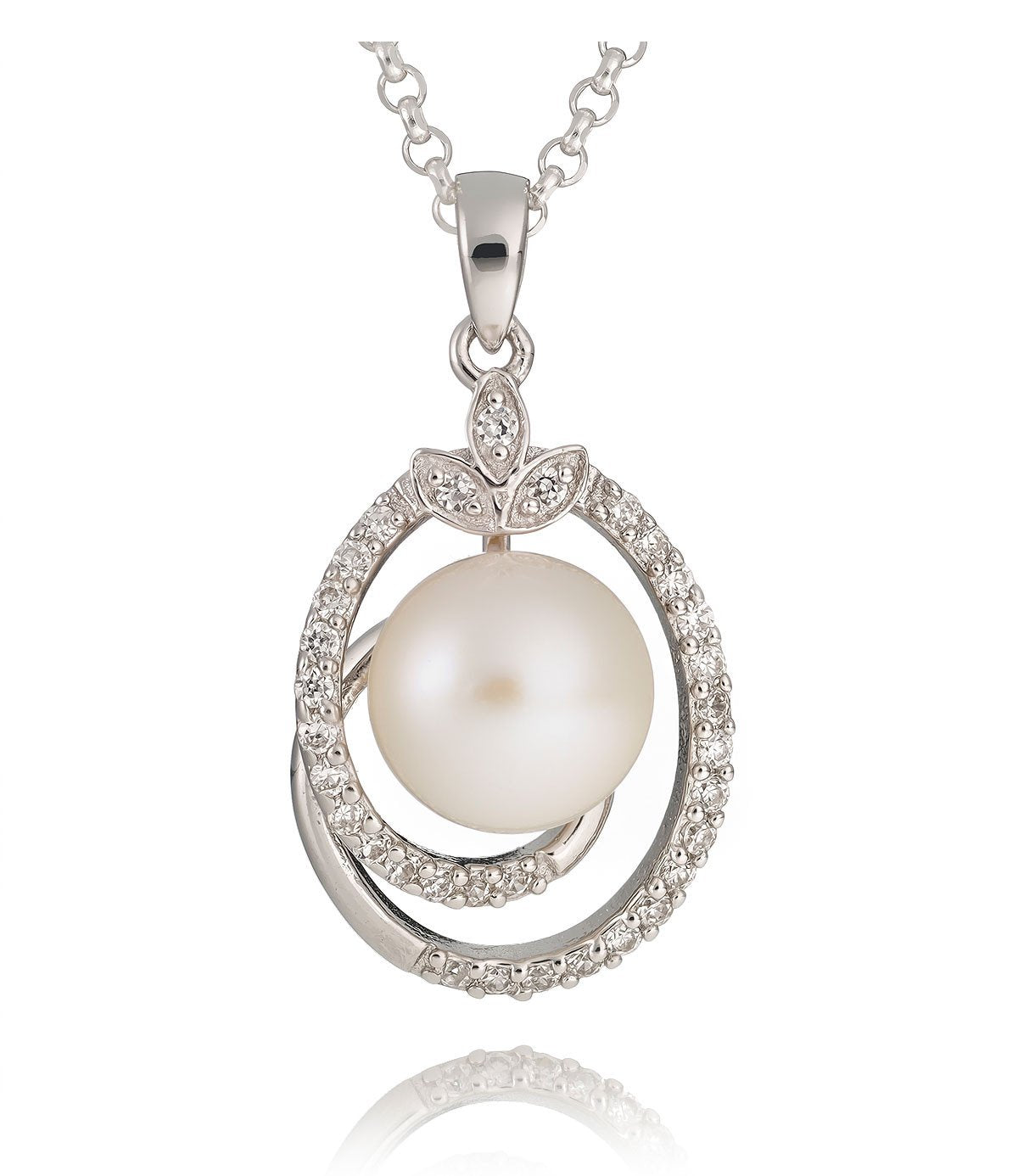 Pearl Pendant Necklace White Freshwater Callista Sterling Silver