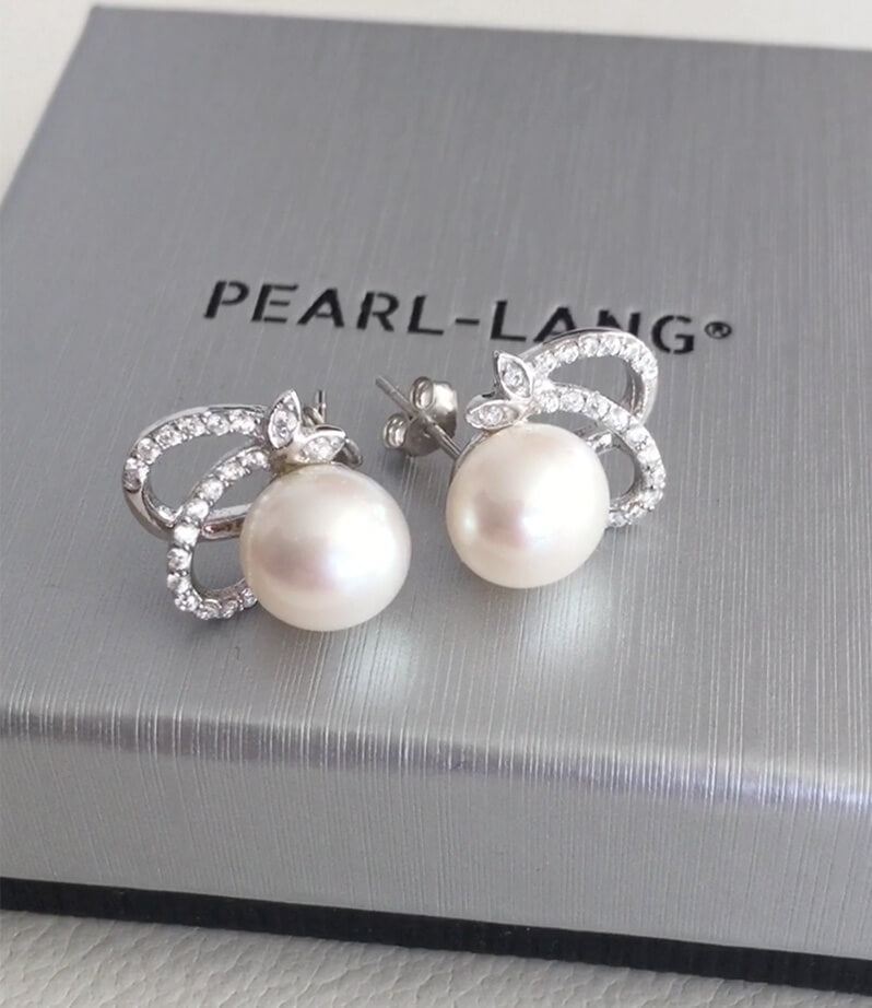 Pearl Stud Earrings Callista Freshwater White in Sterling Silver