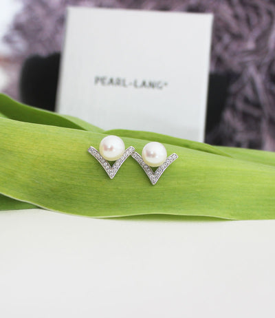 Pearl Stud Earrings White Dew Drop Sterling Silver