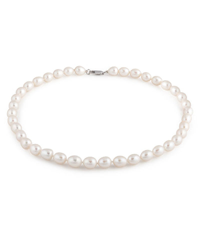 Freshwater Pearl Necklace with Sterling Silver Lobster Clasp Elegant Oval