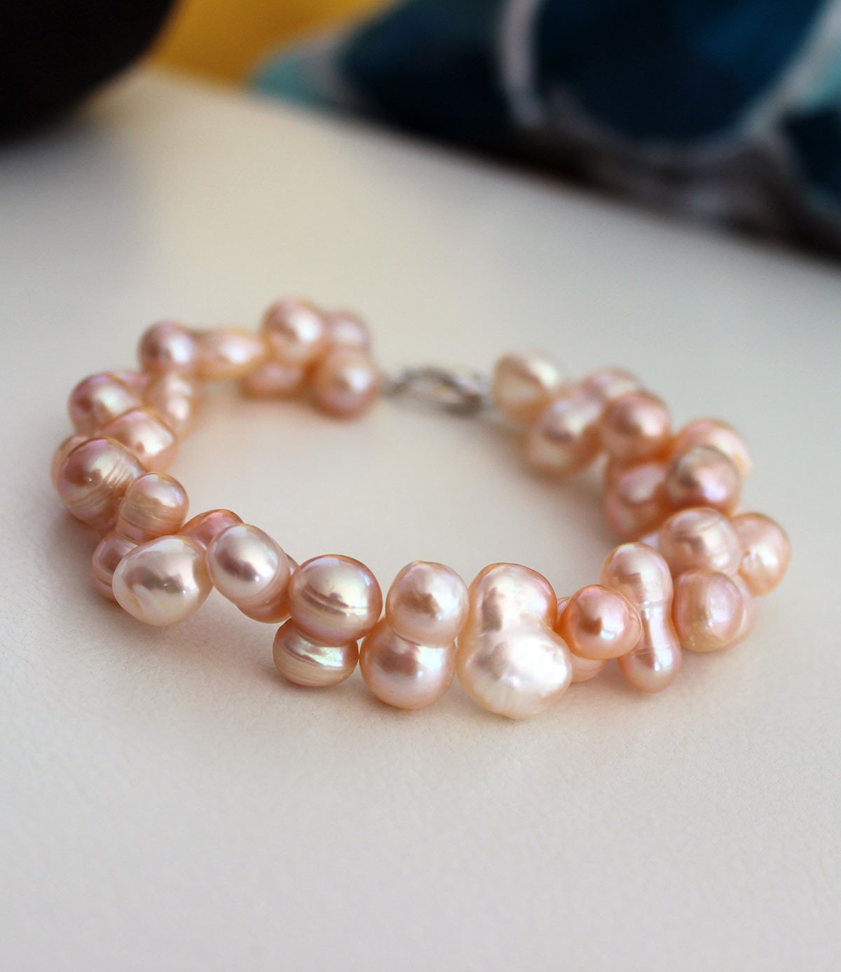 Pearl Bracelet Ultra Chic Flora Baroque Peach Sterling Silver