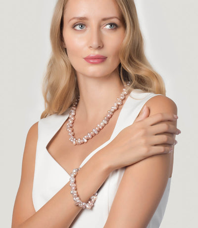 Unique Baroque Pearl Necklace Freshwater Lavender Pink Flora