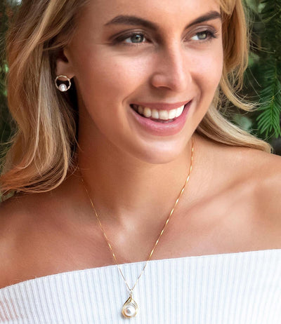 Gold Vermeil Halo Pearl Stud Earrings_4