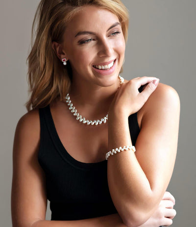 Pearl Necklace and Bracelet Classic Leaf Best Gift For Her