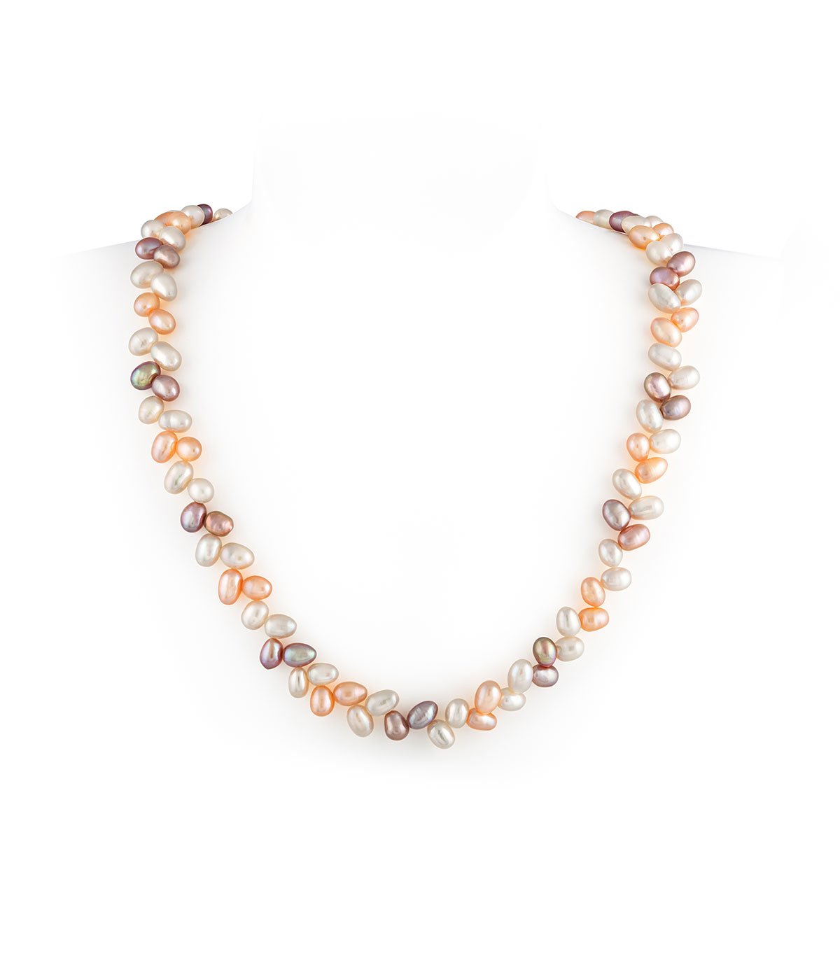 Leaf Multicolor Pearl Necklace Sterling Silver Freshwater