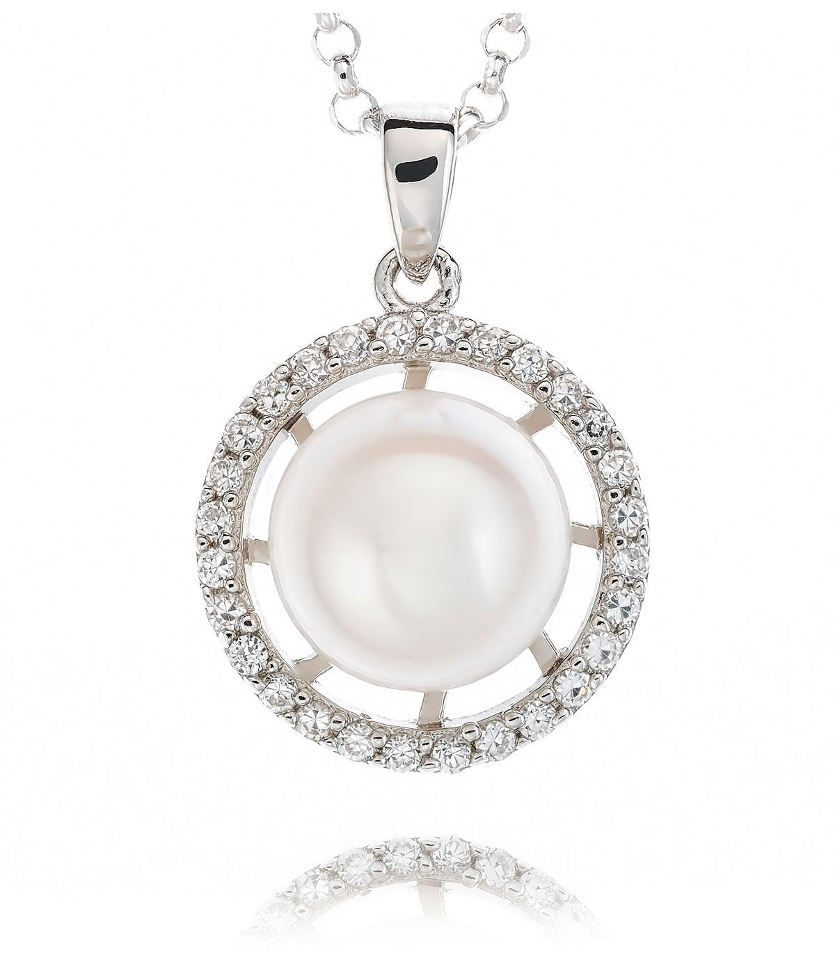 Pearl Pendant Necklace White Freshwater Sterling Silver