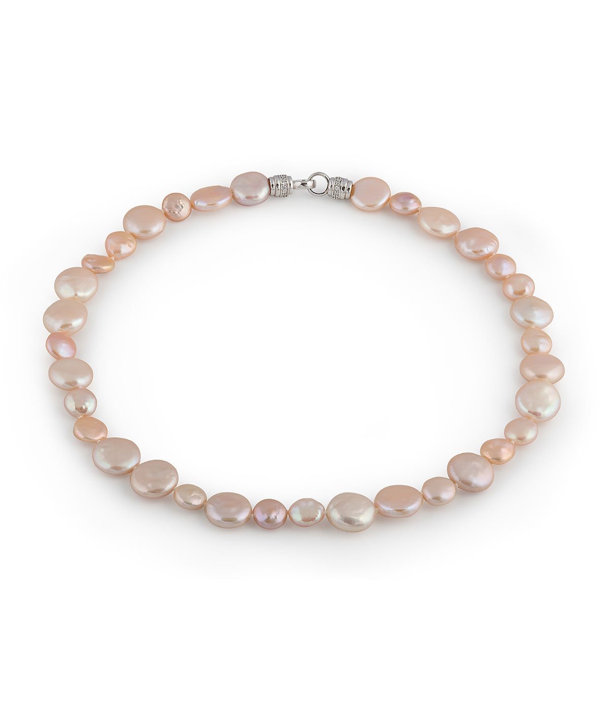 Freshwater Pearl Necklace Metropolis Chic Baroque Peach Rhodium Plated Sterling Silver