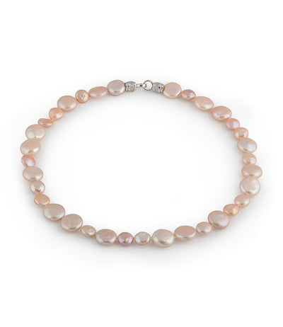 Freshwater Pearl Necklace Metropolis Chic Baroque Peach Rhodium Plated Sterling Silver