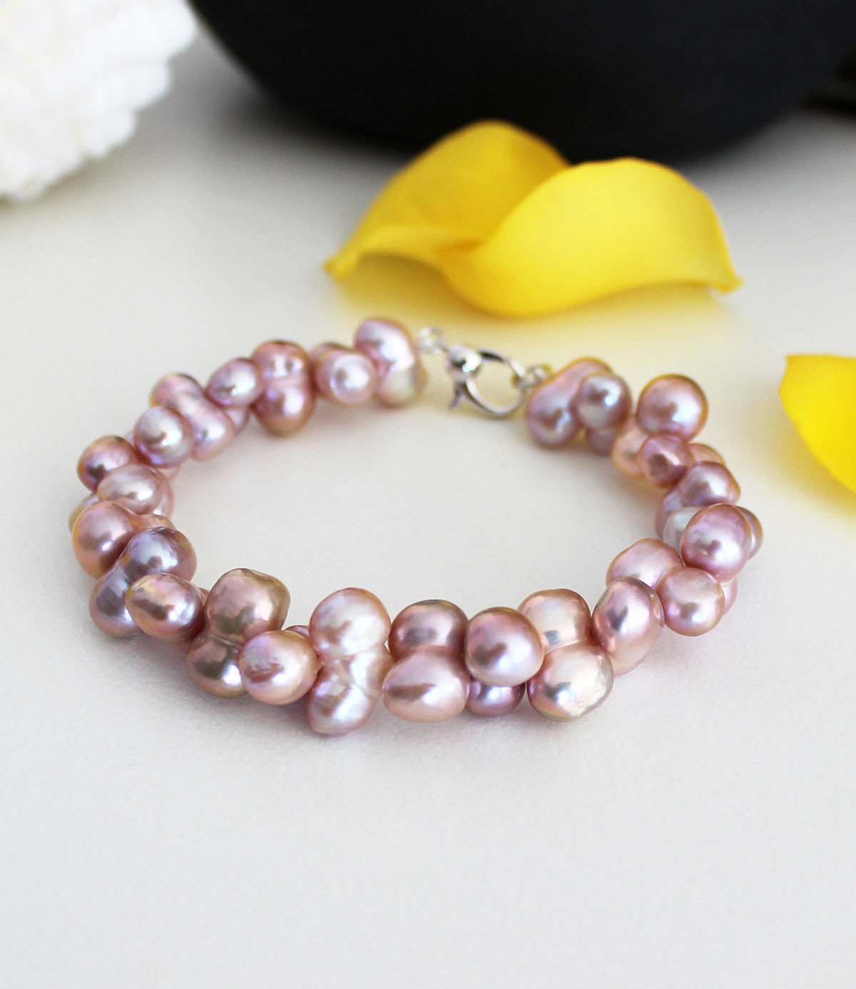 Baroque Pearl Bracelet Sterling Silver with Rhodium Plating