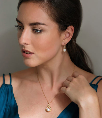 Pearl Drop Earrings Bella Freshwater Gold Vermeil