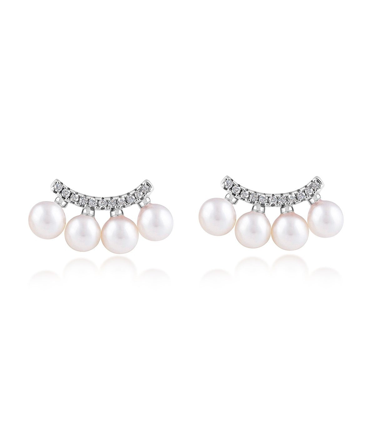 Starlight Pearl Ear Climber Earrings in Rhodium Plated Sterling Silver